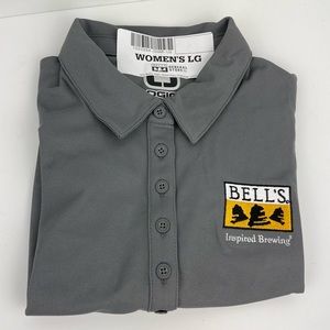 Bell’s Brewery Polo Women’s L Grey Inspired Brewing Ogio Short Sleeve Shirt